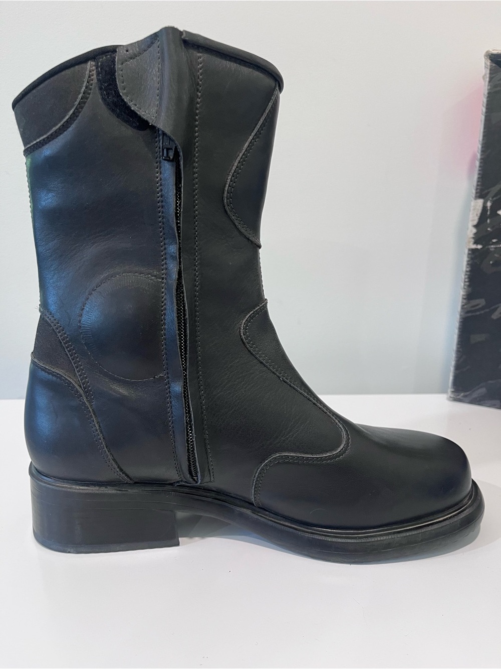 SIDI LEI NWT Black Leather Women's Riding Heeled Leather Motorcycle Boots Italy - Picture 7 of 15